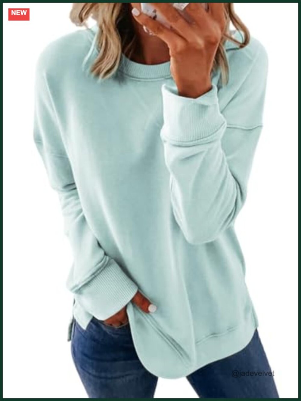 Casual Crew Neck Sweatshirt Loose Long Sleeve Pullover Top Relaxed Fit